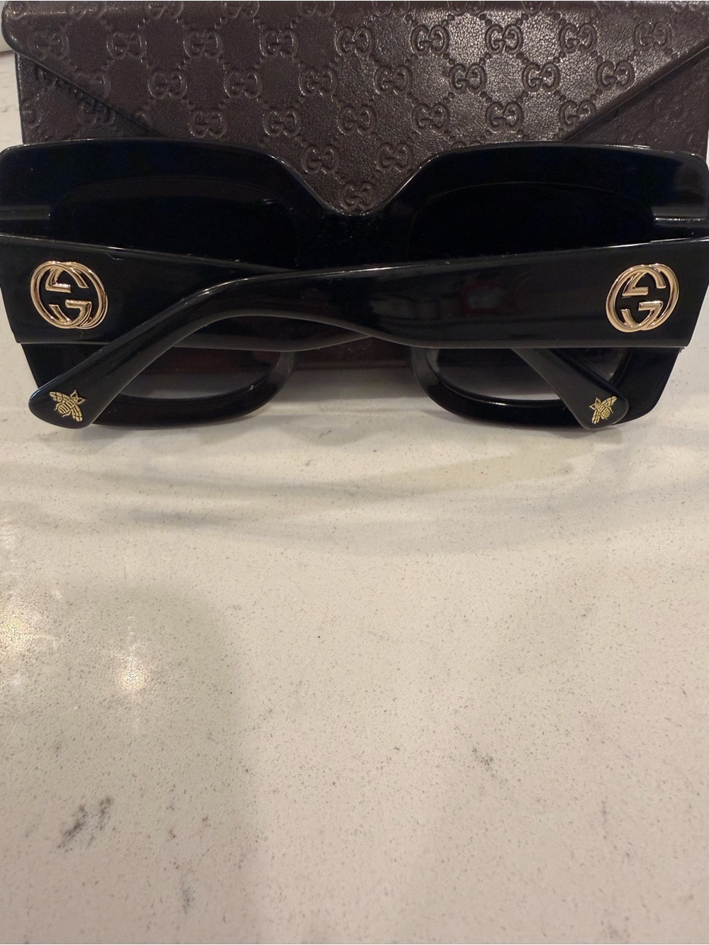 Gucci Black Sunglasses with Gold GG Emblems